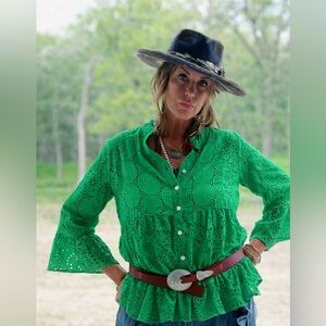 JADED GYPSY NEW DAY DAWNING EYELET BLOUSE